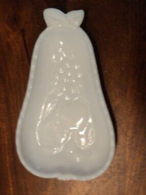 Vintage Hazel Atlas Pear-Shaped Milk Glass Dish